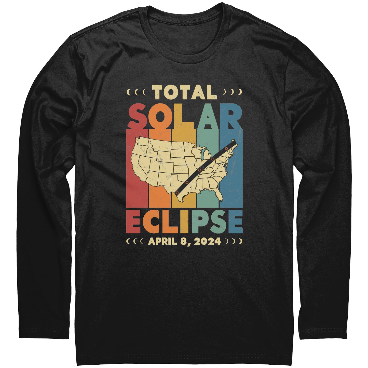 Adult Total Solar Eclipse United States Map Long Sleeve