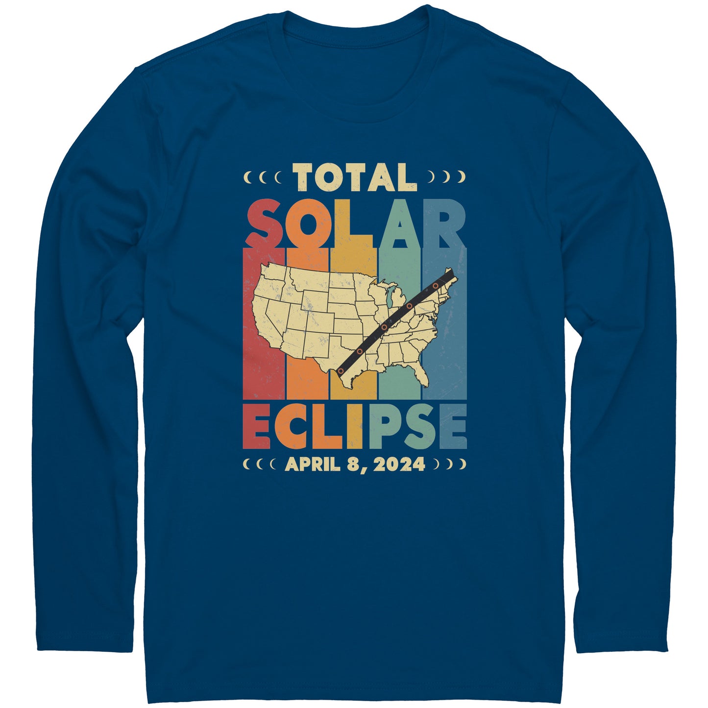 Adult Total Solar Eclipse United States Map Long Sleeve