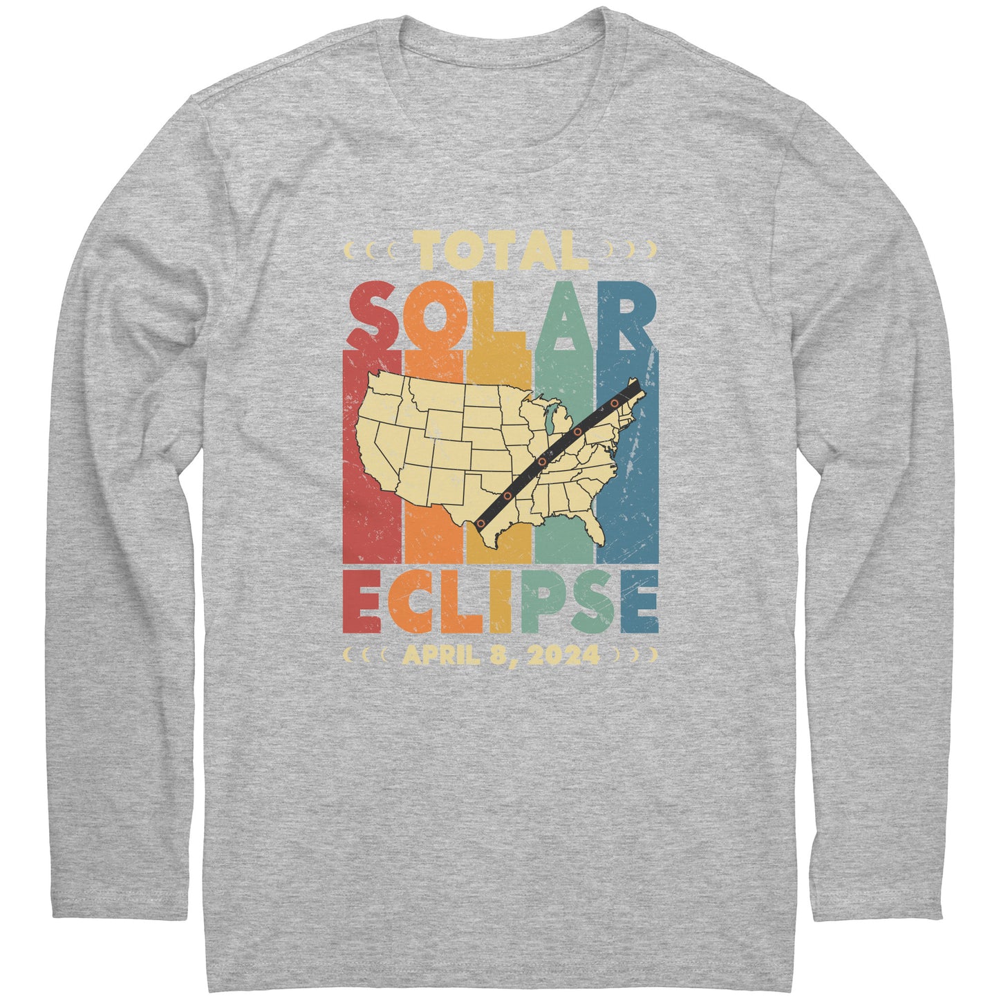 Adult Total Solar Eclipse United States Map Long Sleeve