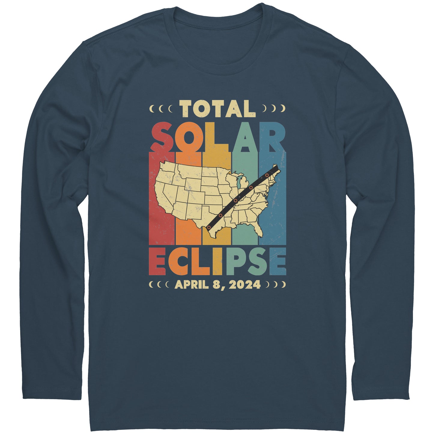 Adult Total Solar Eclipse United States Map Long Sleeve