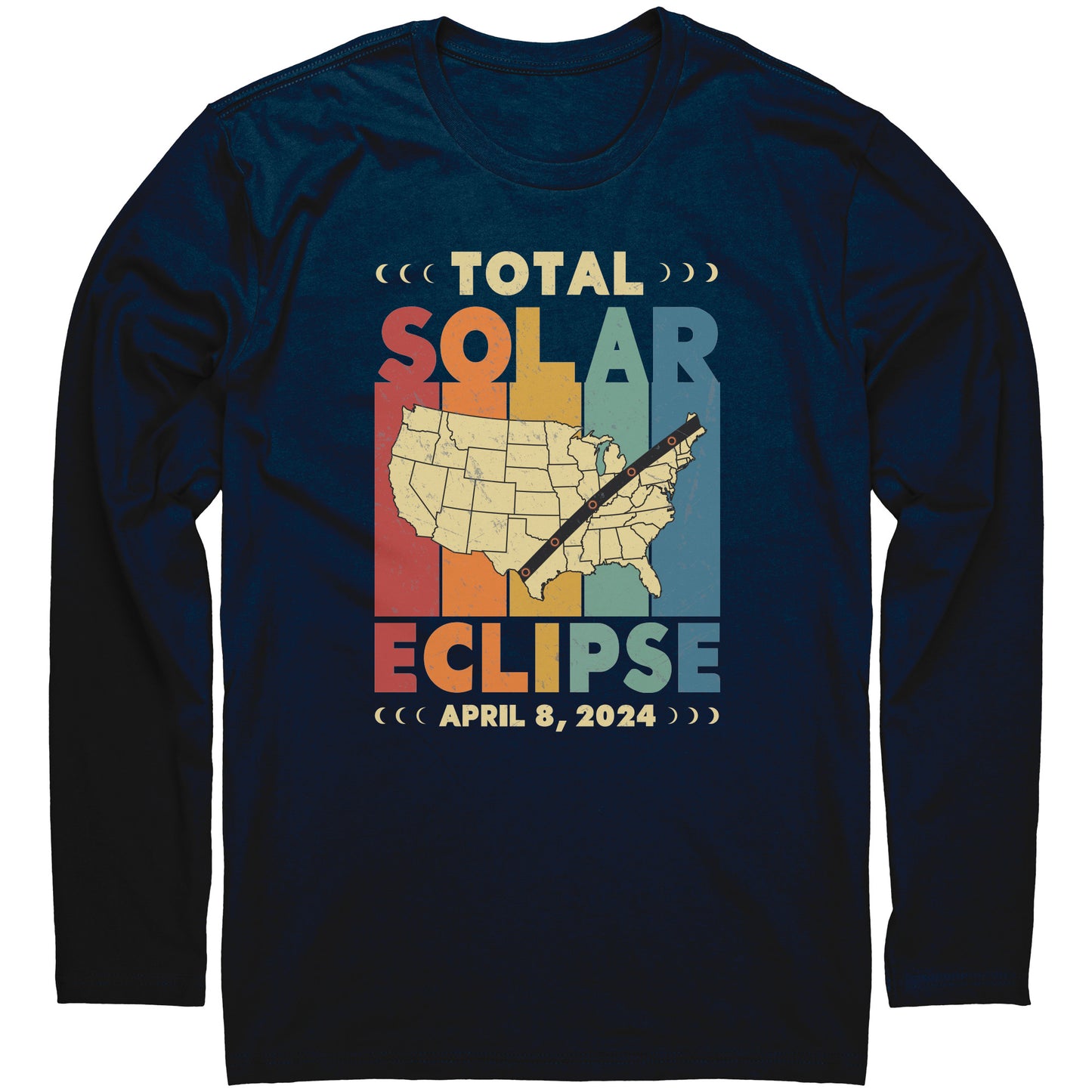 Adult Total Solar Eclipse United States Map Long Sleeve